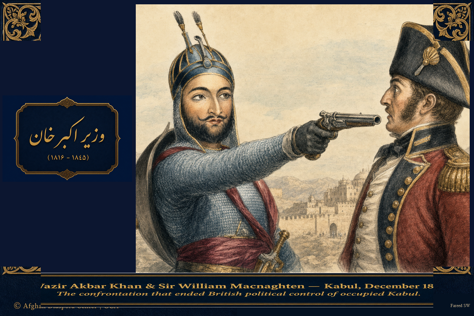 Wazir Mohammad Akbar Khan confronts Sir William Macnaghten, Kabul, December 1841